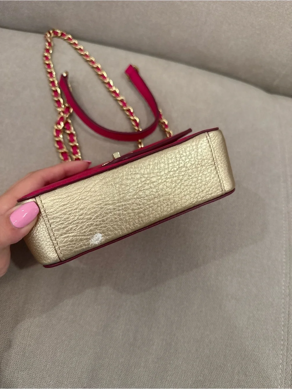 Tory Burch Kira Shoulder Crossbody Leather Bag in Hot Pink and Gold Hardware